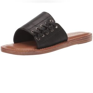 Zigi Soho Black and Brown Kadia Faux Leather Slide Sandals Women US 8.5